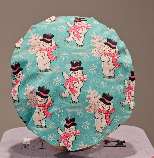 Vintage Christmas Snowmen Scrub Caps