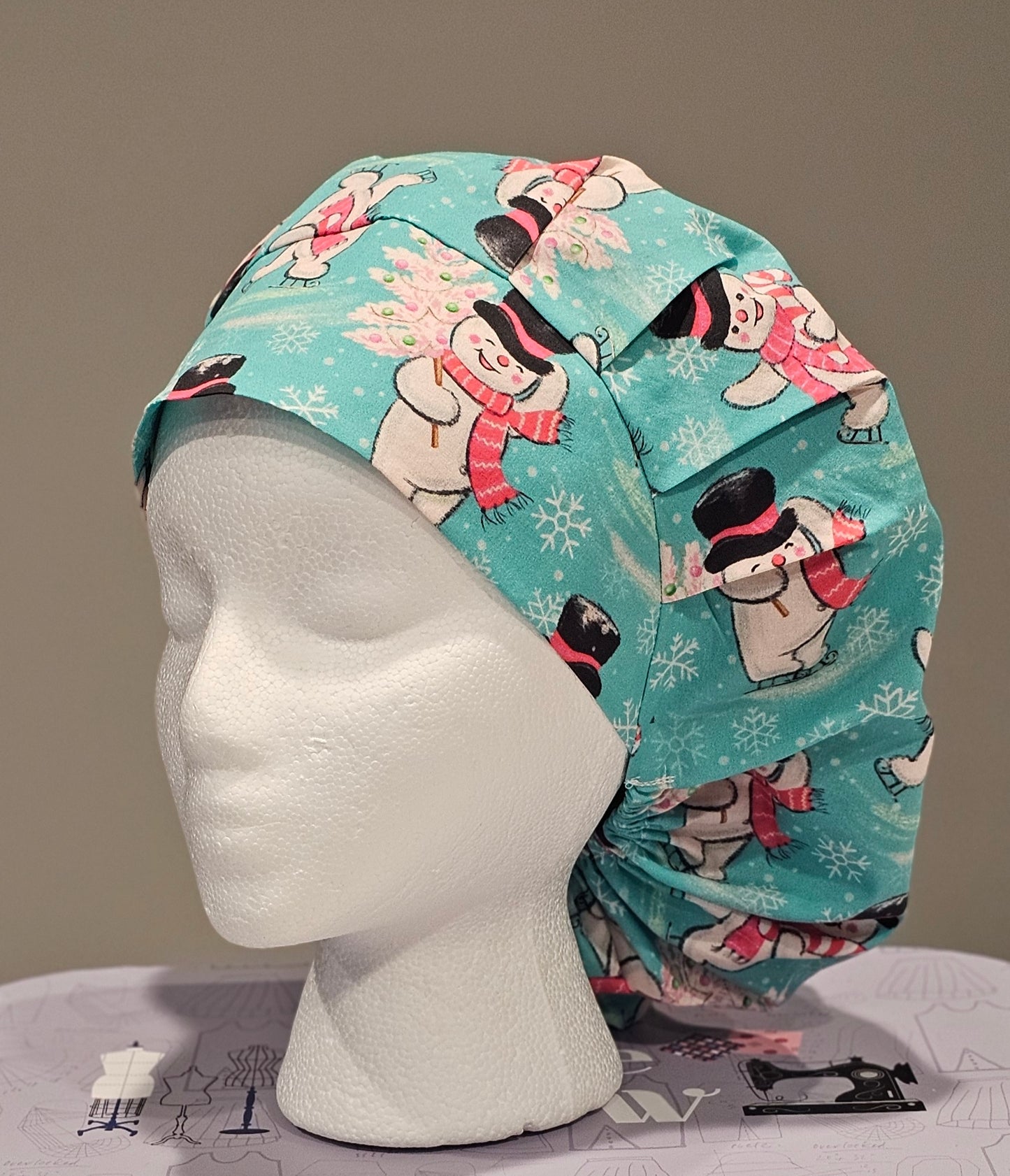 Vintage Christmas Snowmen Scrub Caps