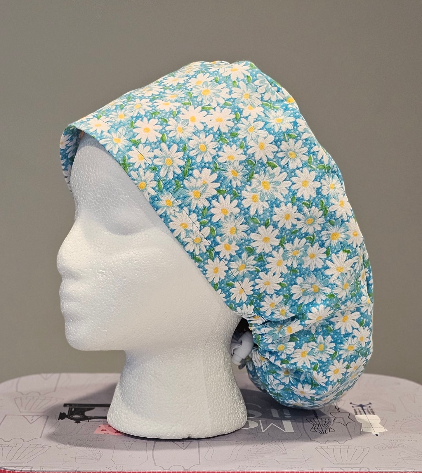 Keep Packed Daisy Teal Scrub Caps