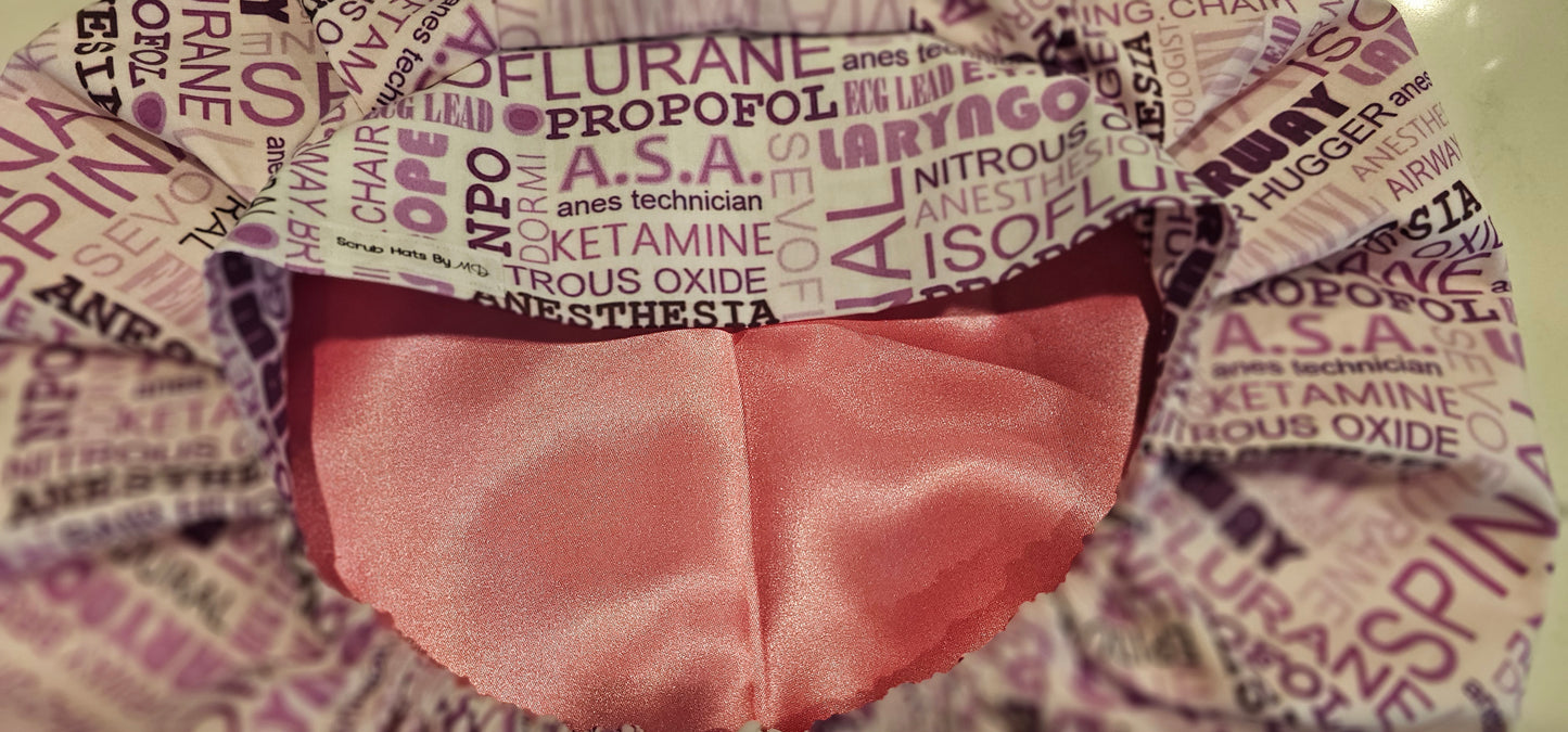 Anesthesia 2 Pink Scrub Caps