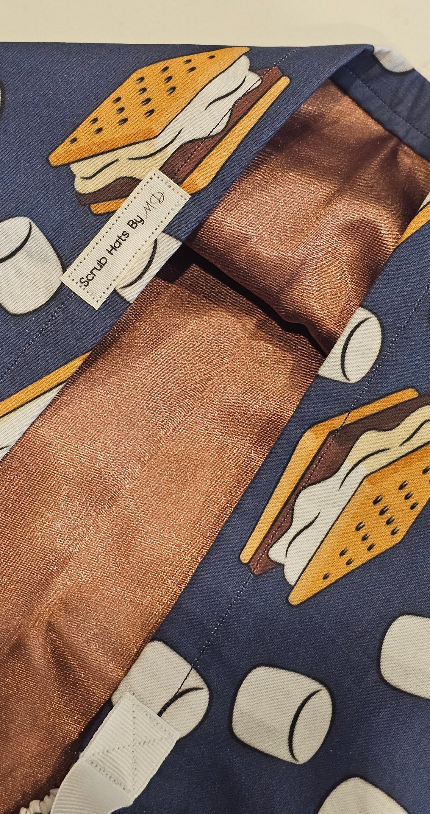 S'mores And Marshmallows On Adventure Blue Scrub Caps
