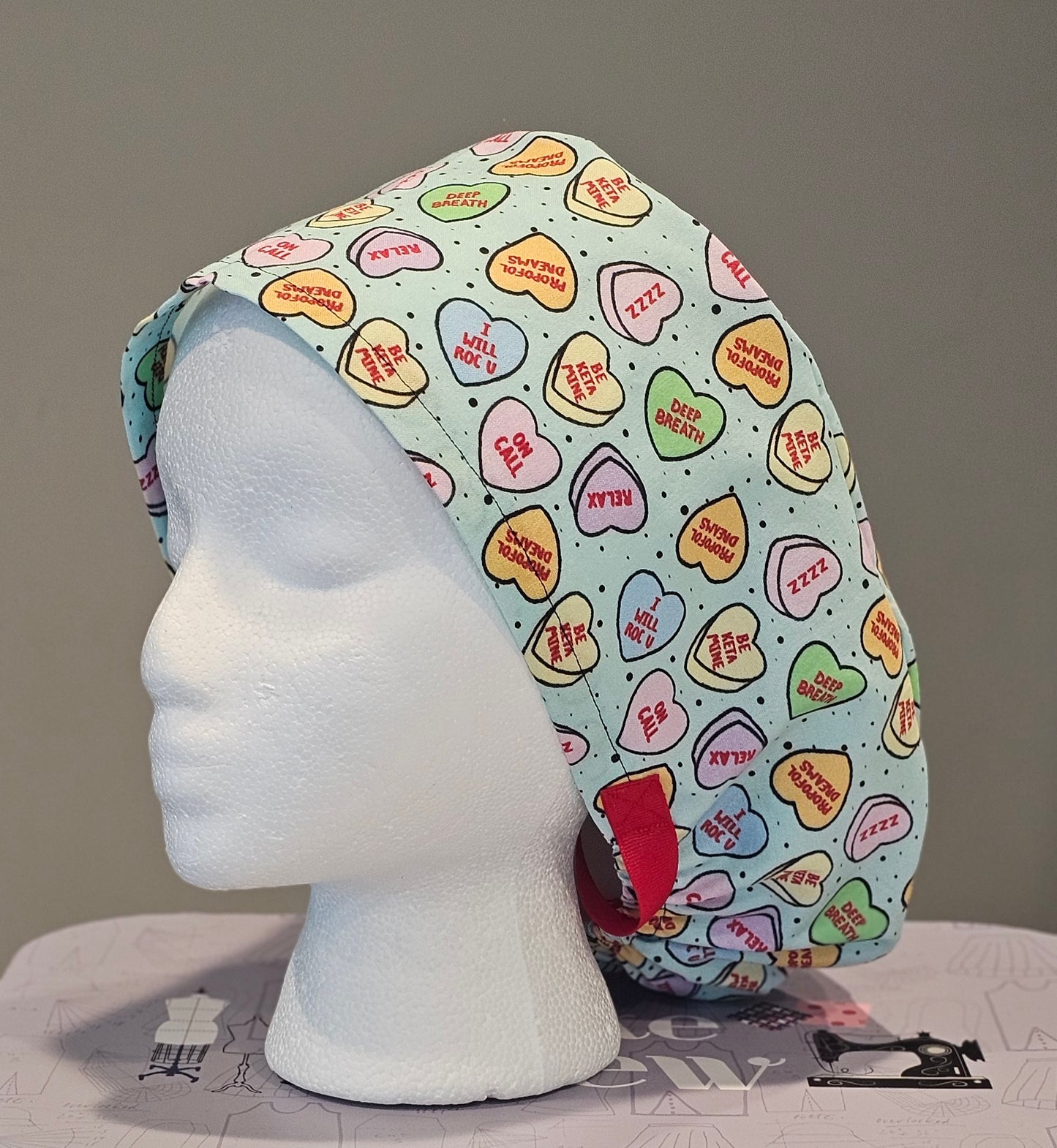 Anesthesia Candy Hearts Scrub Caps