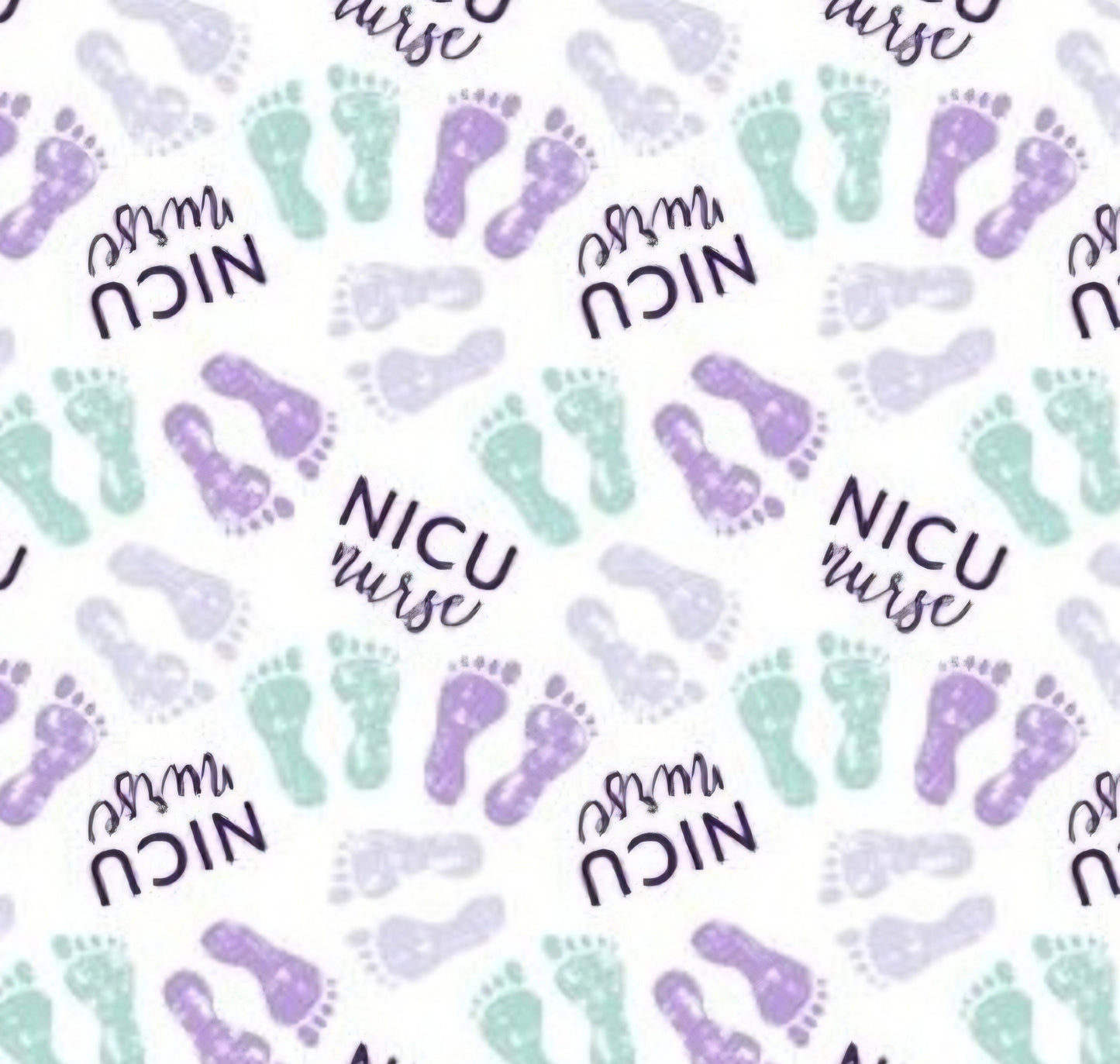 NICU Nurse Baby Feet Lavender and Mint Scrub Caps