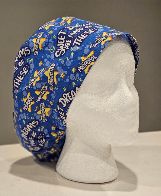 Sweet Dreams are Made of These Anesthesia on Blue Scrub Caps