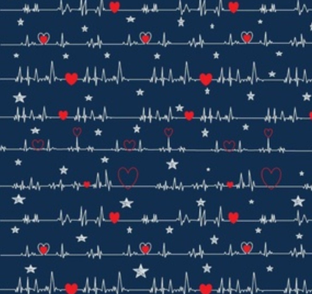 EKG with Stars on Blue