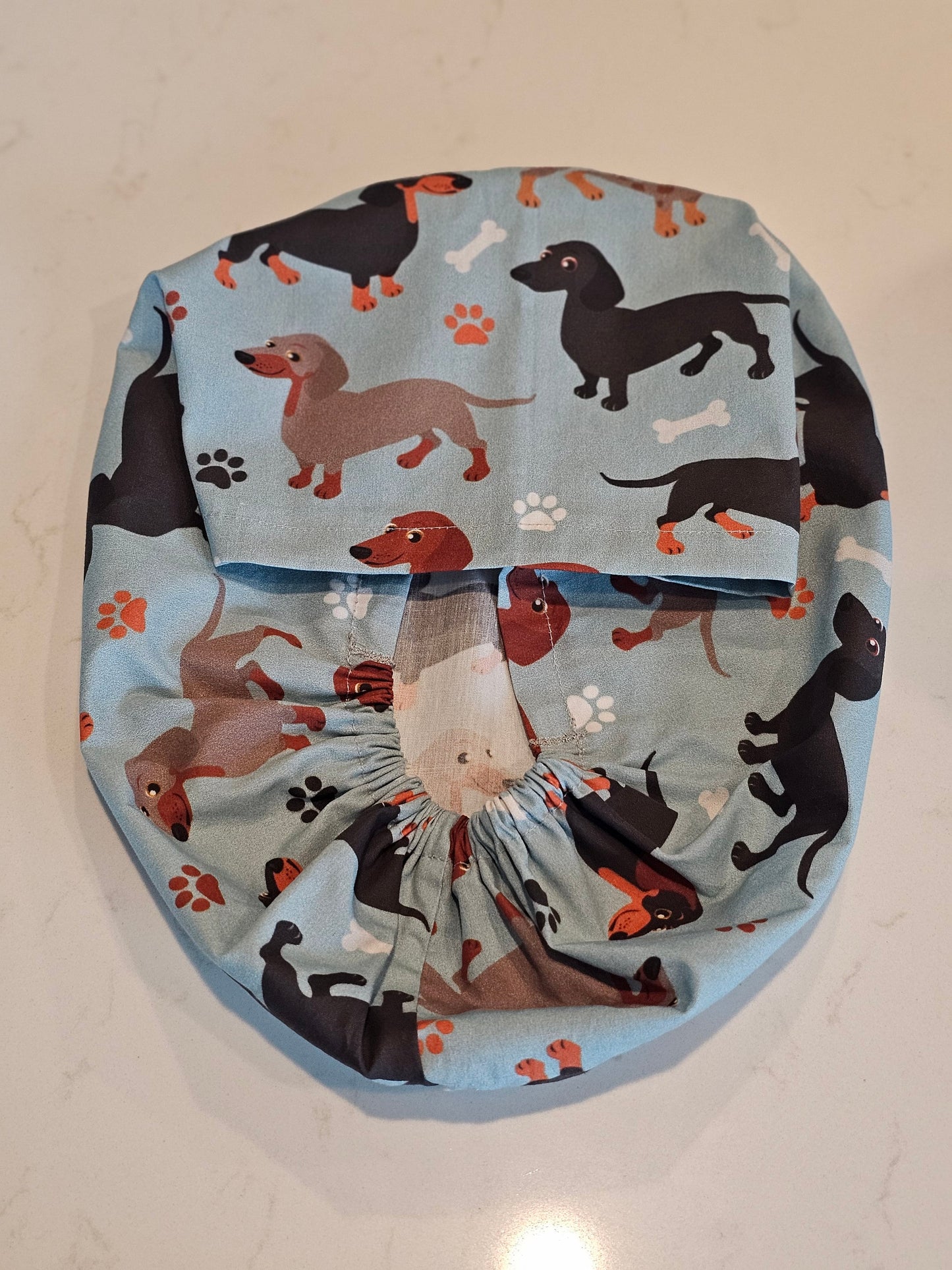Dachshund Dogs on Blue Scrub Caps