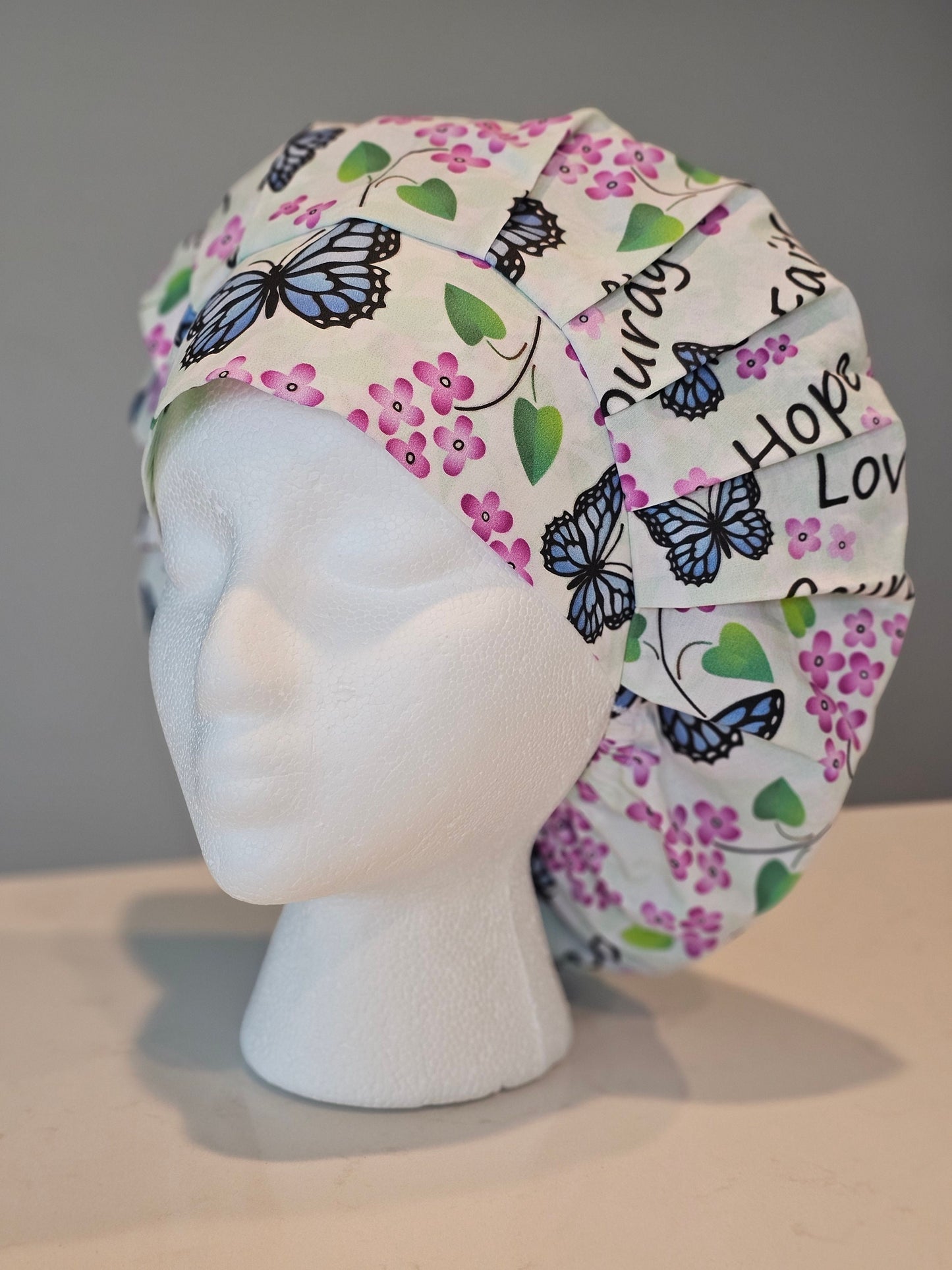 Lilacs and Blue Butterflies Faith Scrub Caps
