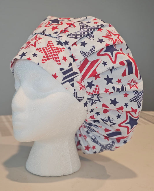Fourth Of July American Stars Scrub Caps