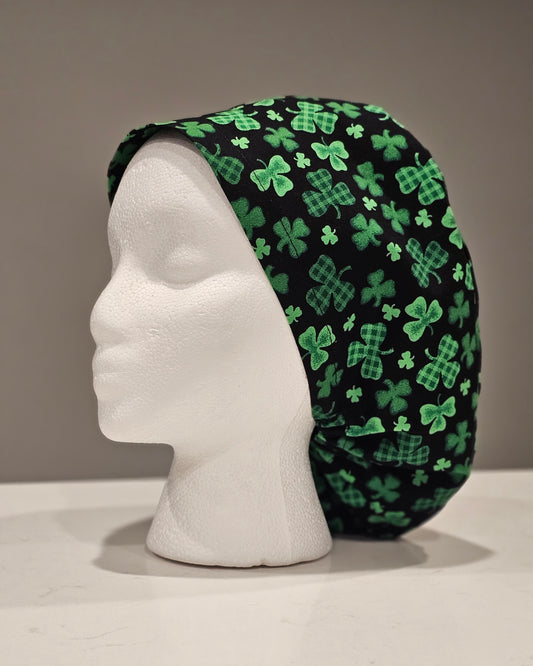 Clovers on Black St. Patrick's Day Scrub Caps