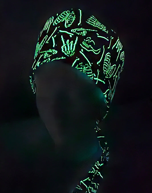 Halloween Glow In The Dark Bones and Skulls Scrub Caps