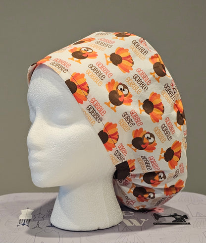 Gobble Gobble Gobble Thanksgiving Scrub Caps