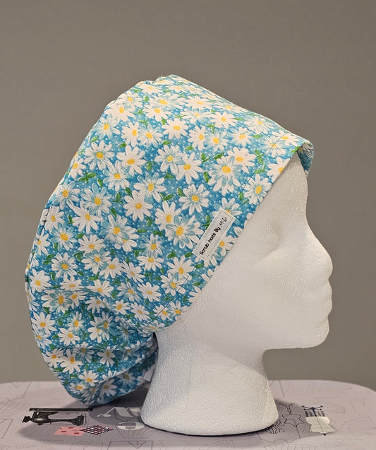 Keep Packed Daisy Teal Scrub Caps