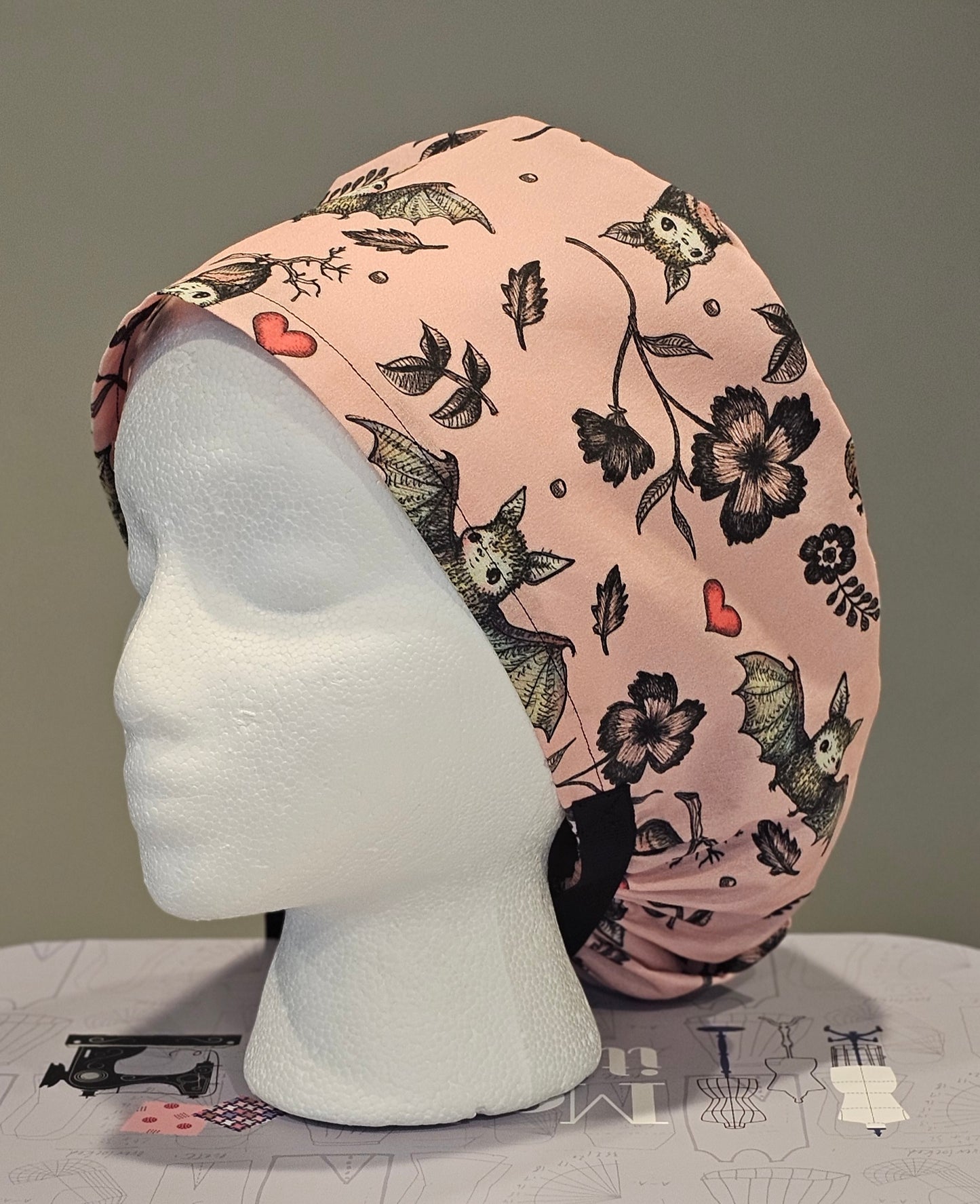 Bats And Hearts Halloween Scrub Caps