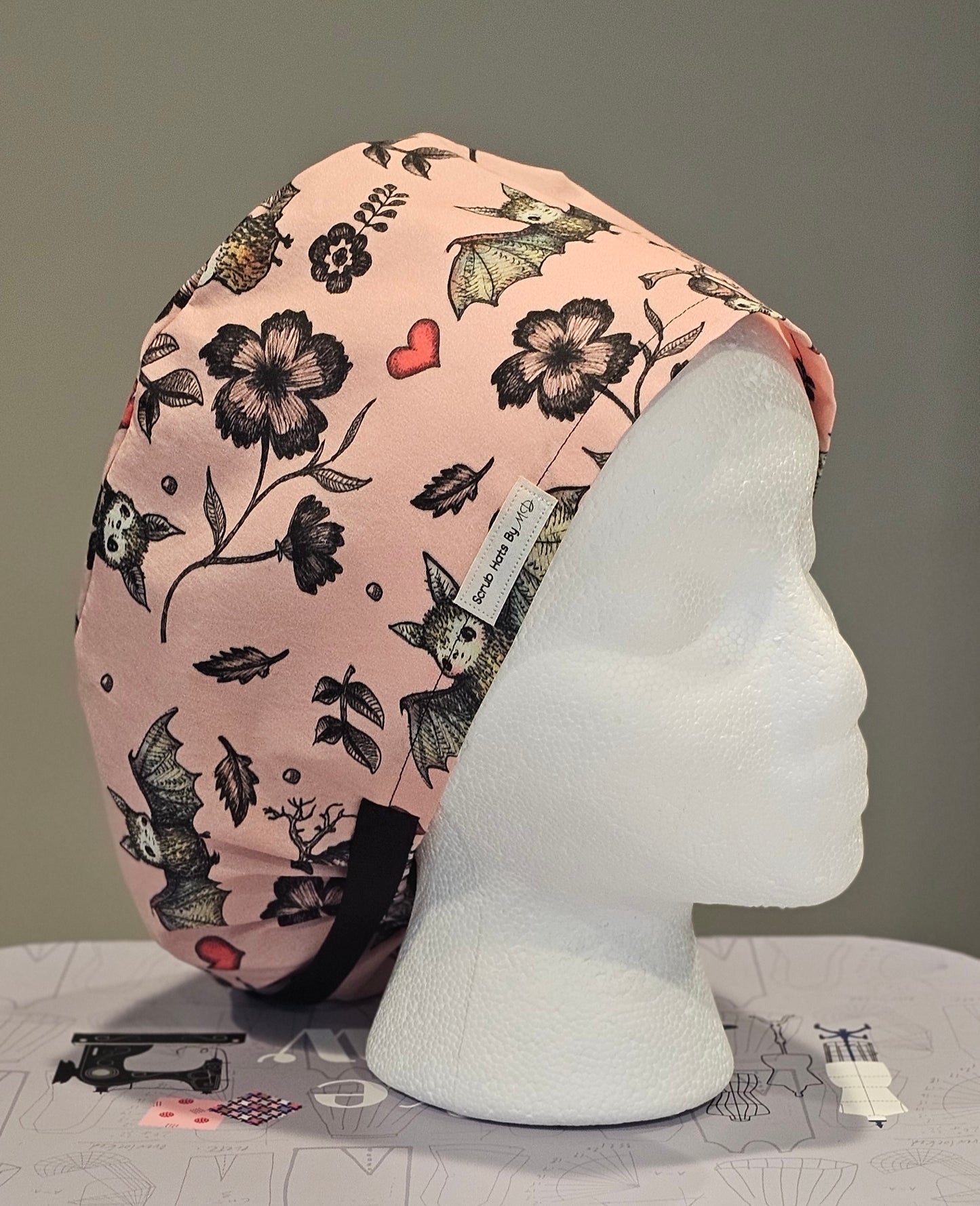 Bats And Hearts Halloween Scrub Caps