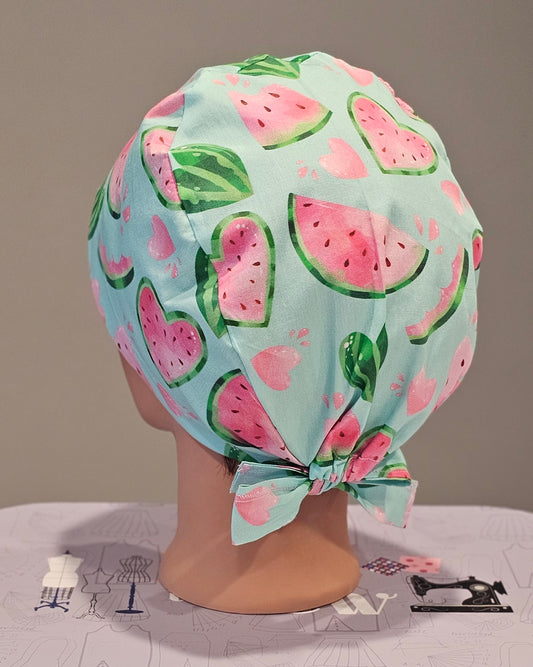 Watermelon on Mint Bouffants, Ponytails, and Skull Caps