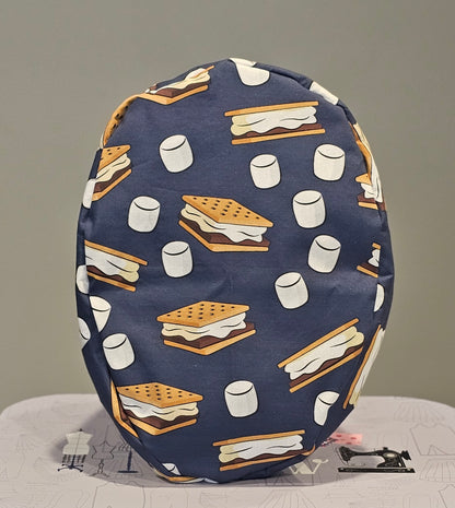 S'mores And Marshmallows On Adventure Blue Scrub Caps