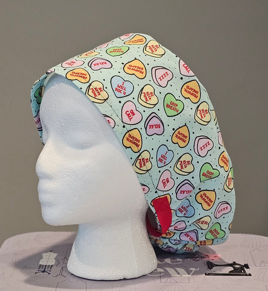 Anesthesia Candy Hearts Scrub Caps