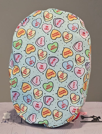 Anesthesia Candy Hearts Scrub Caps