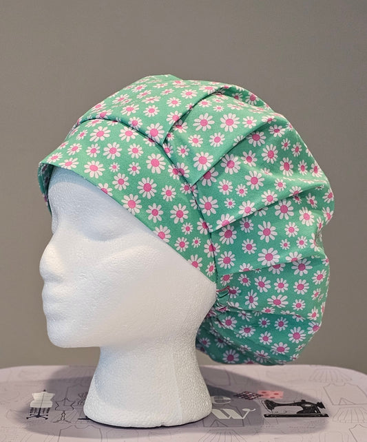 Spring Packed Daisies Floral Scrub Cap