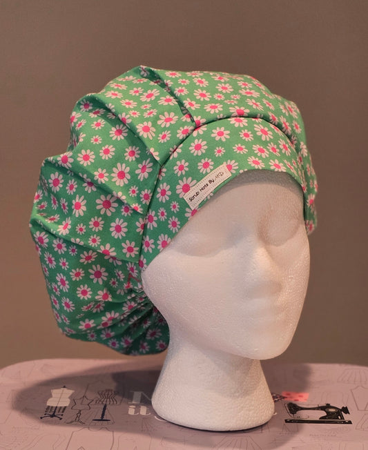 Spring Packed Daisies Floral Scrub Cap