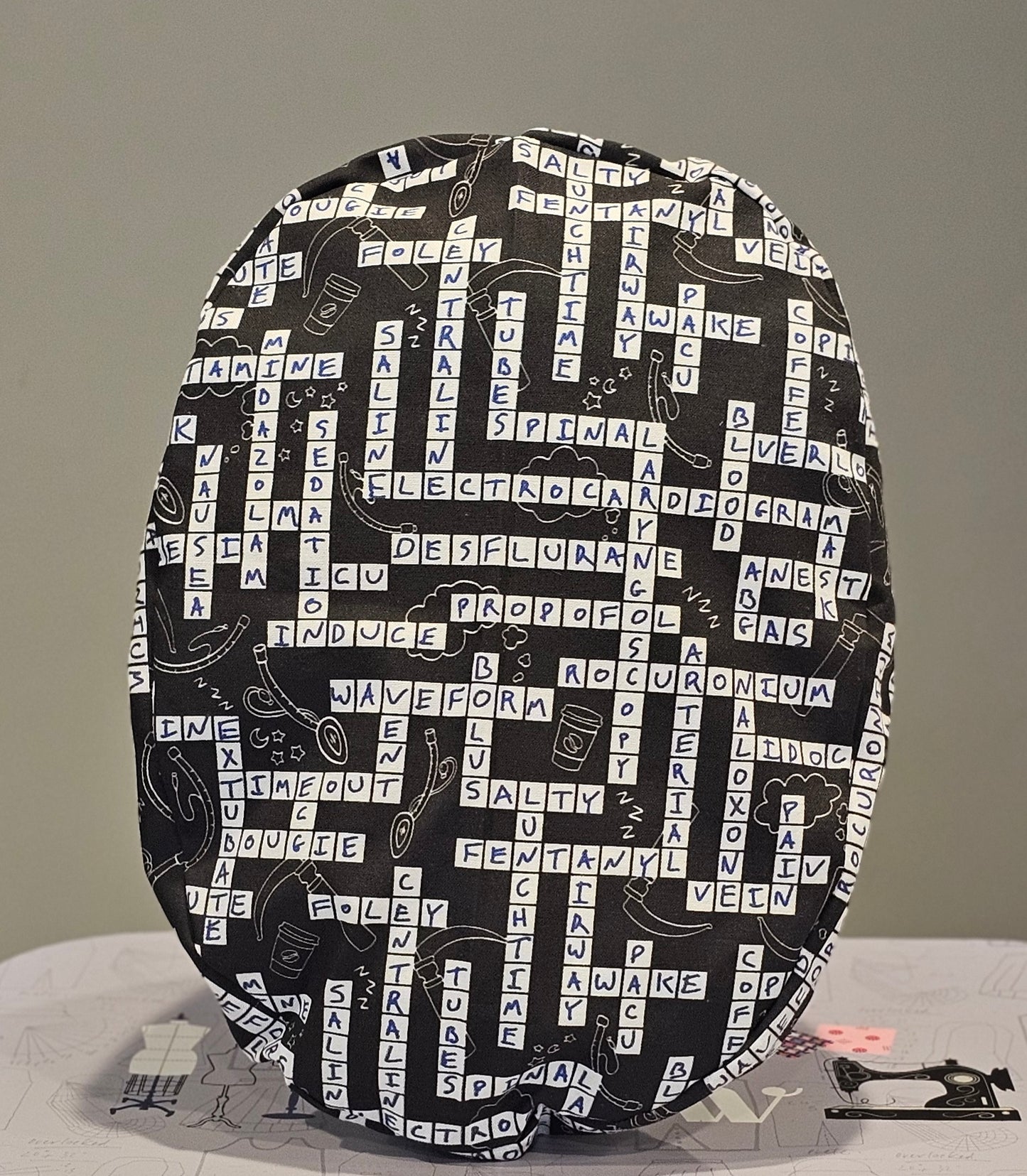 Anesthesia Crossword Puzzle Handwritten Scrub Caps
