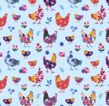 Spring Chickens On Blue Scrub Caps