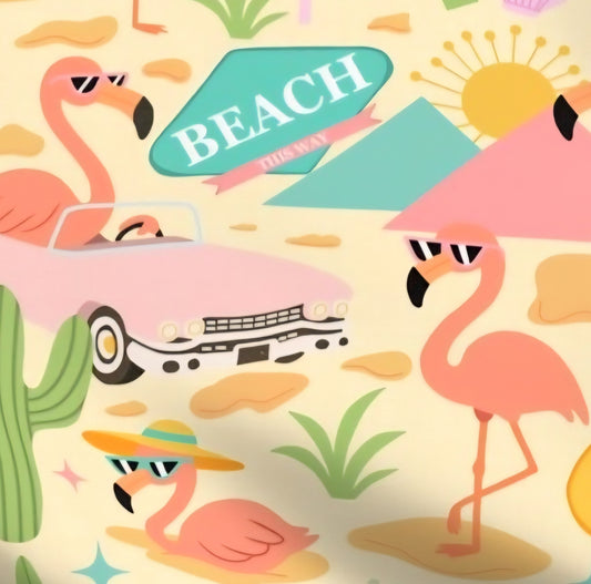 Vacation Flamingos Scrub Caps