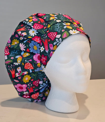 Mushrooms and Floral Scrub Caps