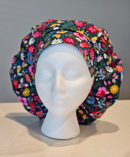 Mushrooms and Floral Scrub Caps