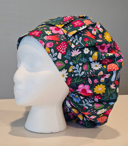 Mushrooms and Floral Scrub Caps