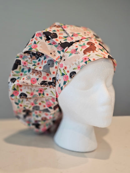 Vintage Floral Dachshund Scrub Caps