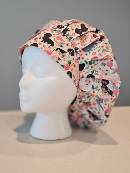 Vintage Floral Dachshund Scrub Caps