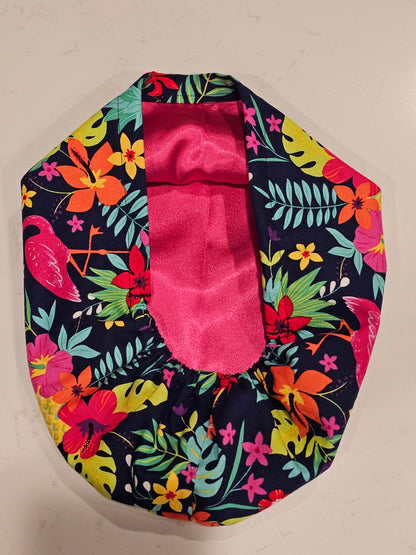 Tropical Leaf Flamingo Scrub Caps