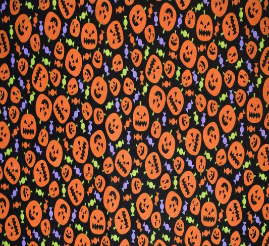 Pumpkins & Candy on Orange Halloween Scrub Caps