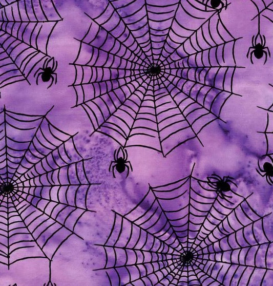 Spiderwebs on Purple Halloween Batik Scrub Caps