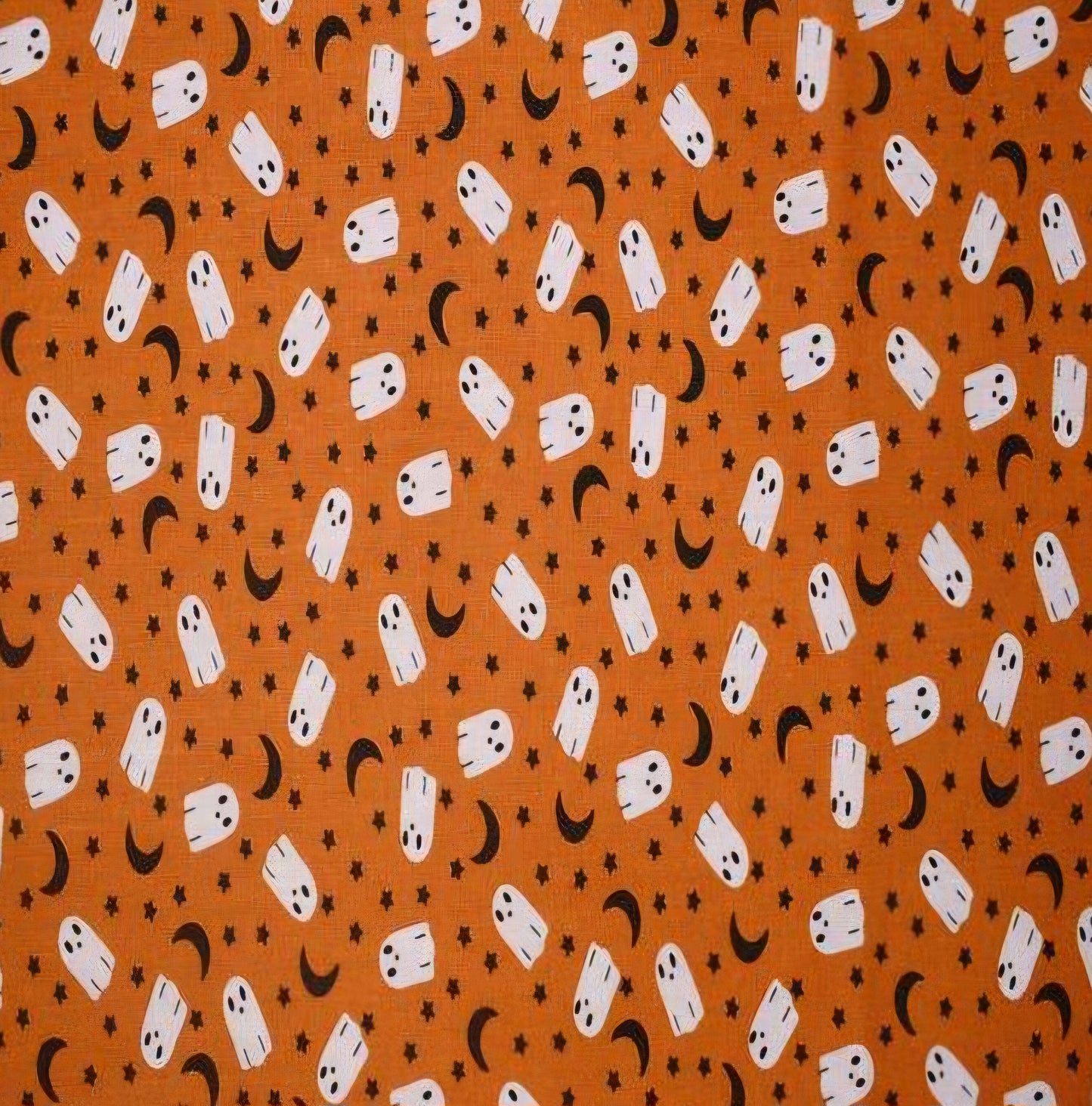 Moons and Ghosts on Orange Halloween Scrub Caps