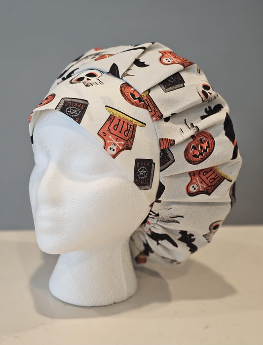 Halloween Vintage Scrub Caps Bouffants Surgical Skull Caps Ponytails