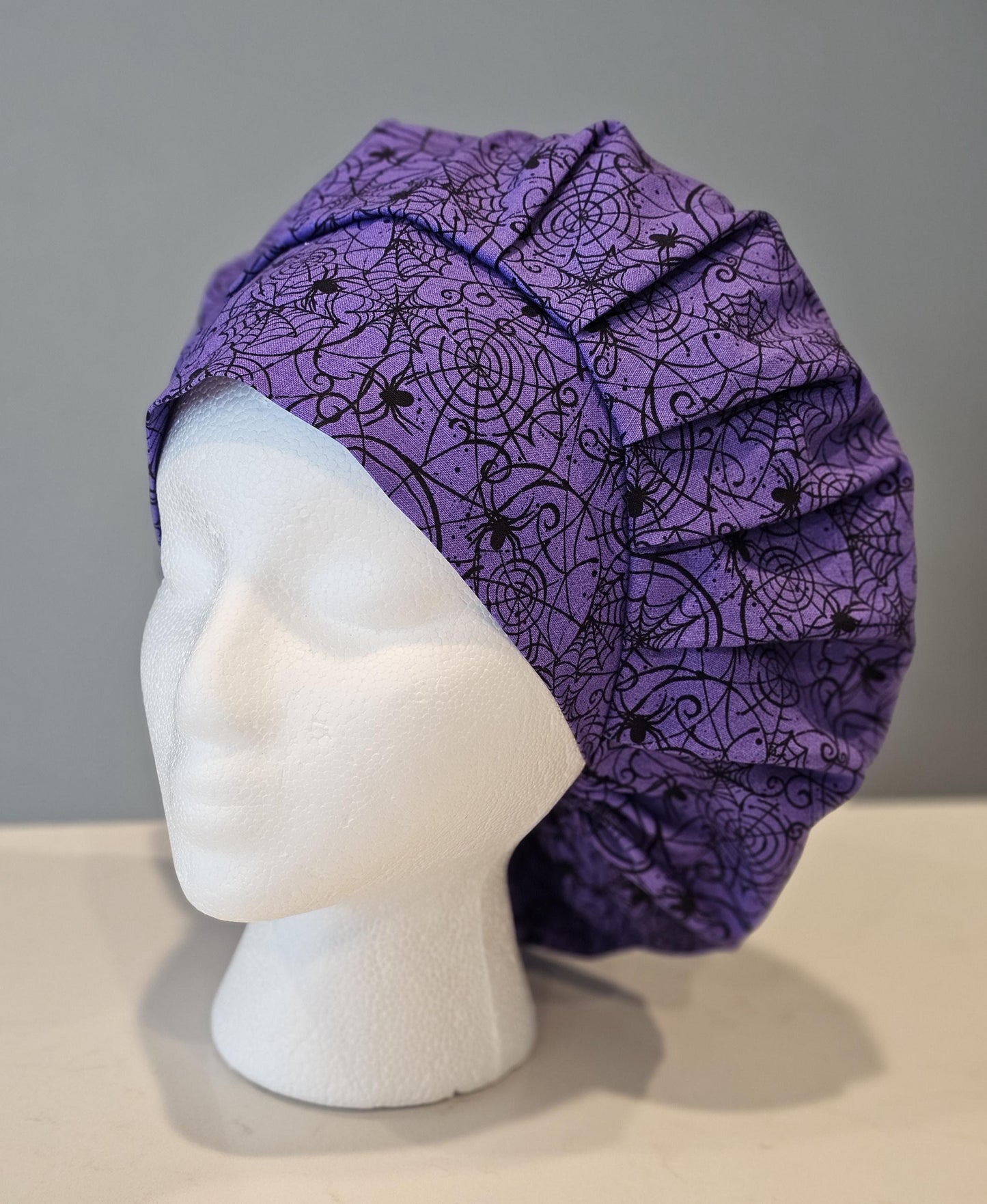 Fabric Traditions Bewitched Spider Web Purple Halloween Scrub Caps