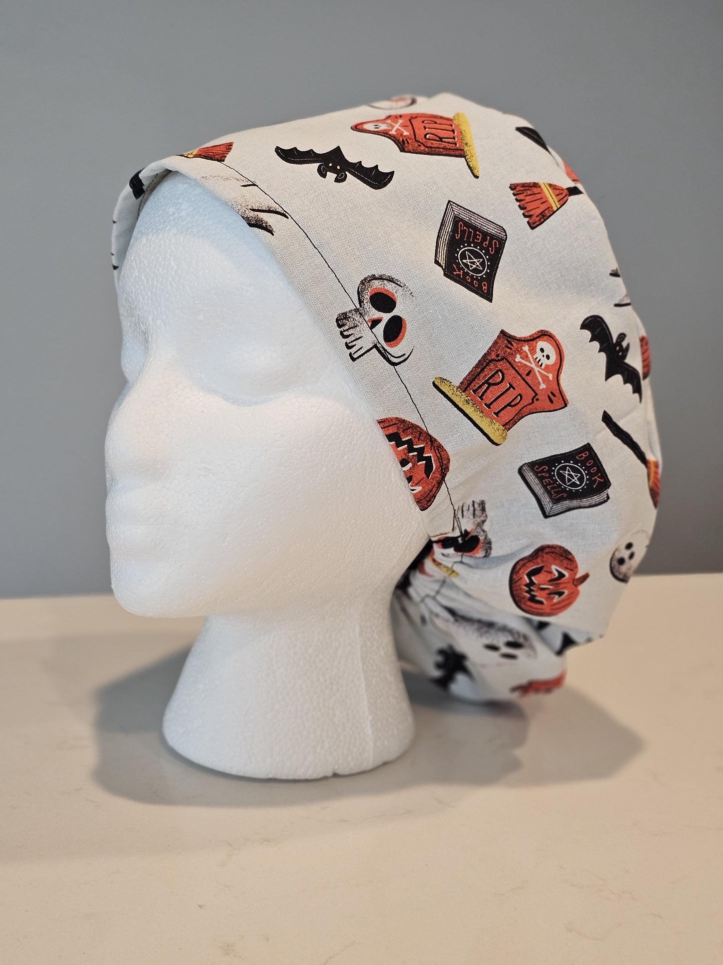 Halloween Vintage Scrub Caps Bouffants Surgical Skull Caps Ponytails