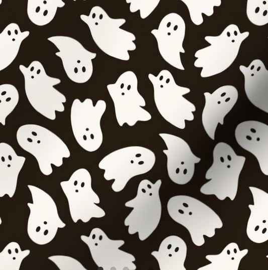 Friendly Ghosts on Black Halloween Scrub Caps