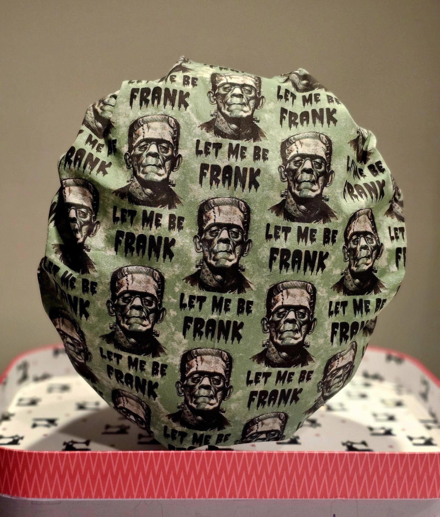 Halloween Let Me Be Frank Frankenstein Scrub Caps Bouffants Surgical Skull Caps Ponytails