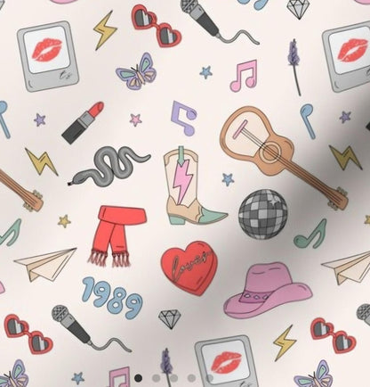 Swifty Icons On Cream Cotton Scrub Caps