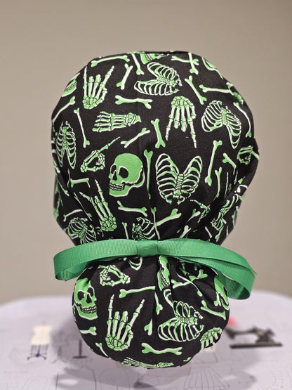 Halloween Glow In The Dark Bones and Skulls Scrub Caps