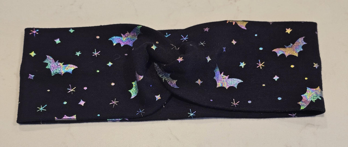 Black Holographic Bats Halloween Twist Headband