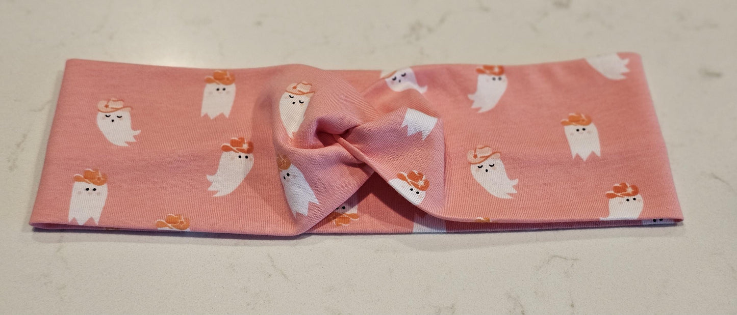 Pink Western Ghosts Halloween Twist Headband