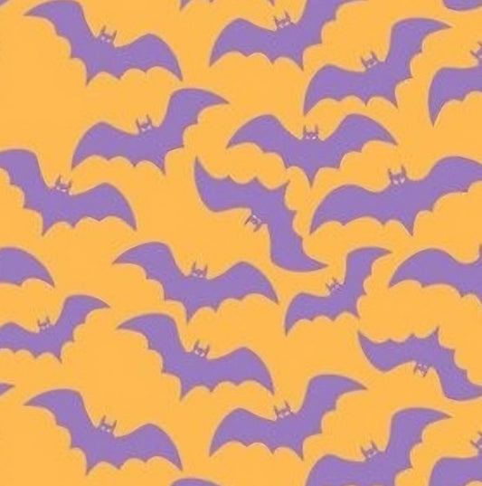 Purple Bats on Pumpkin Halloween Scrub Caps