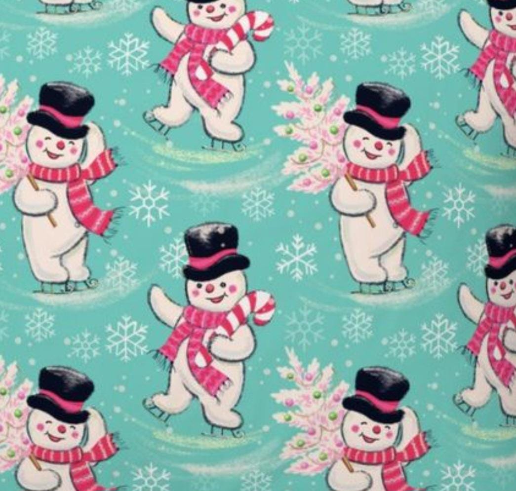 Vintage Christmas Snowmen Scrub Caps