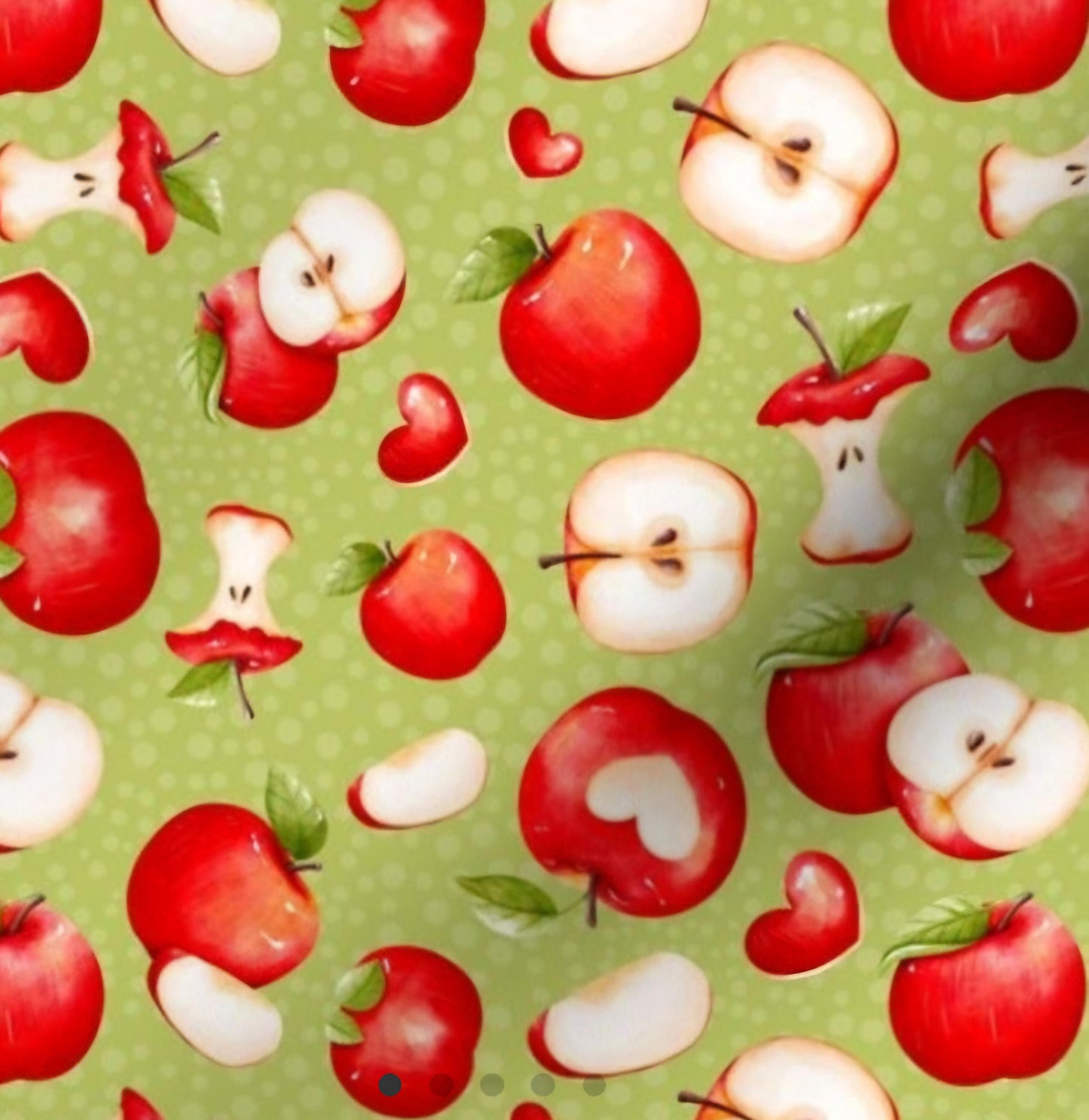 Red Apple Slices On Green Scrub Caps