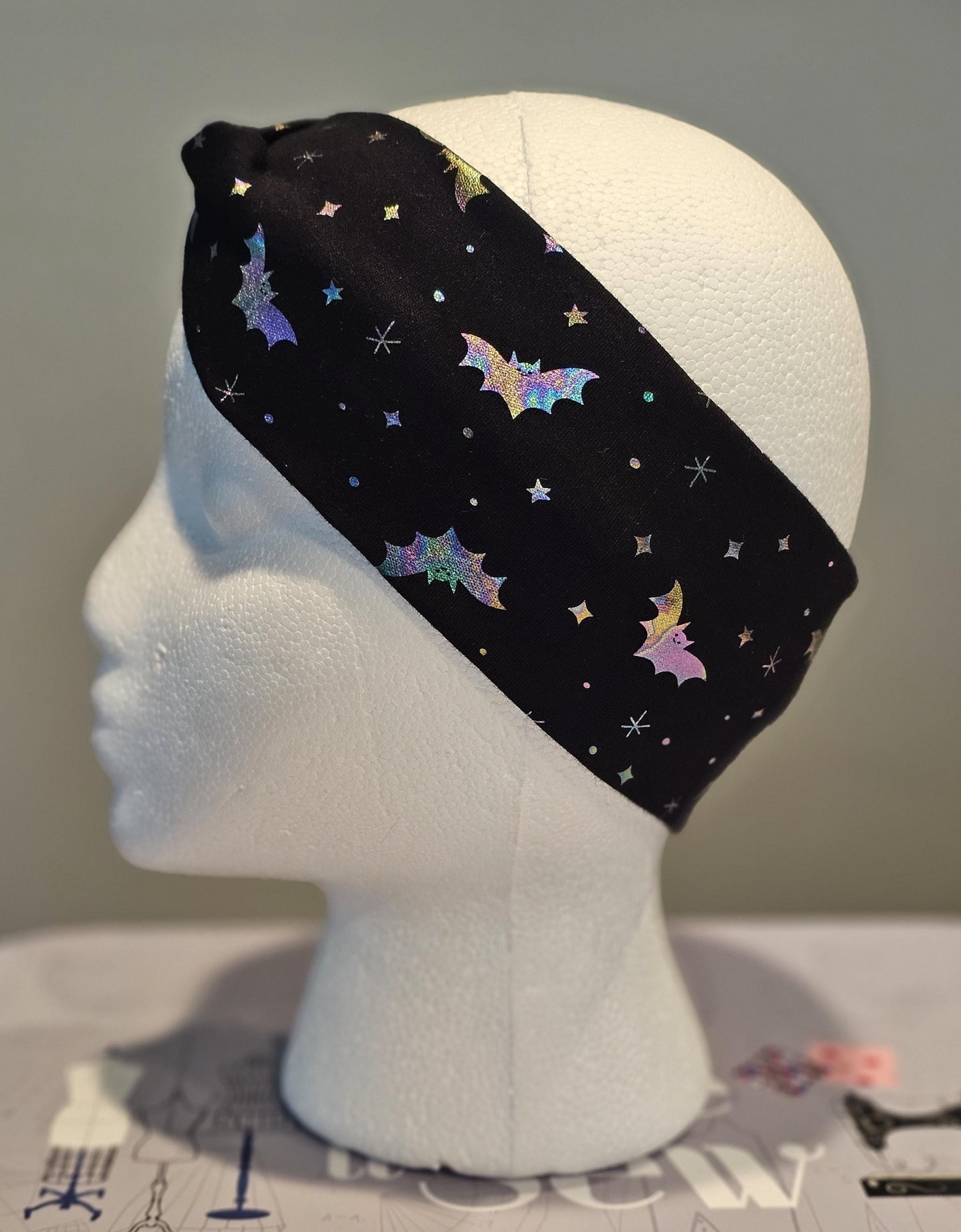 Black Holographic Bats Halloween Twist Headband