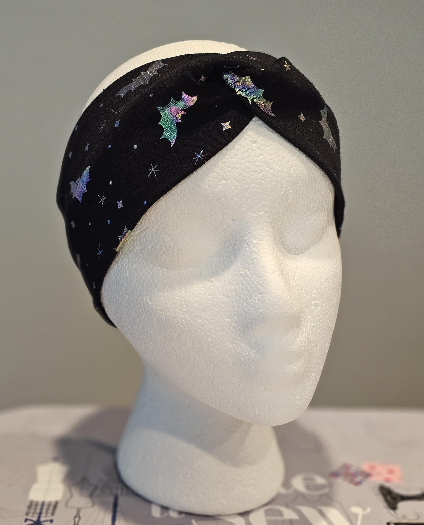 Black Holographic Bats Halloween Twist Headband